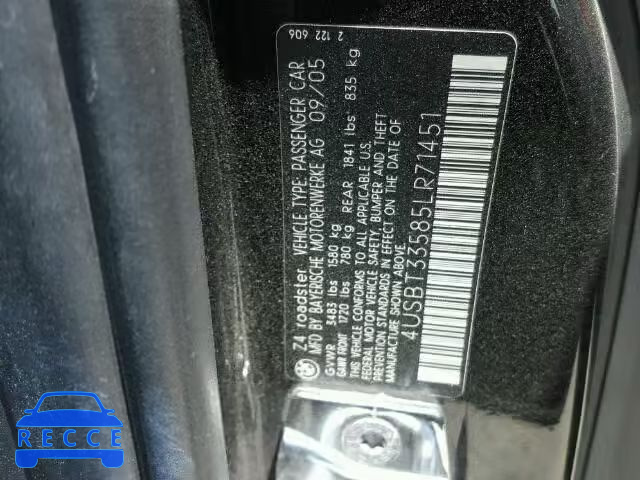 2005 BMW Z4 2.5I 4USBT33585LR71451 зображення 9