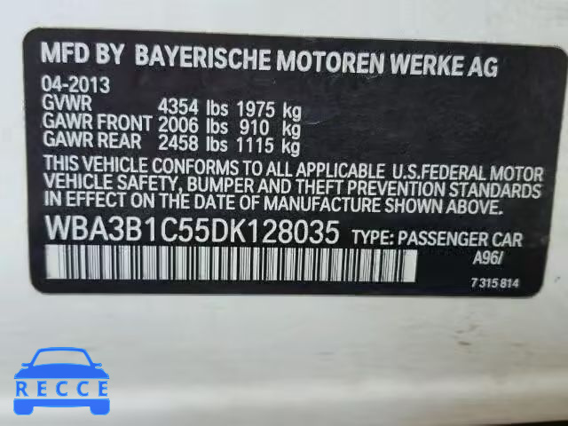 2013 BMW 320I WBA3B1C55DK128035 зображення 9