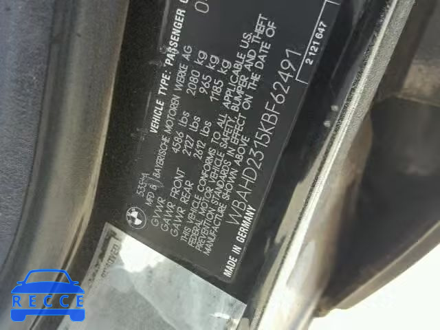 1989 BMW 535I AUTOMATIC WBAHD2315KBF62491 зображення 9