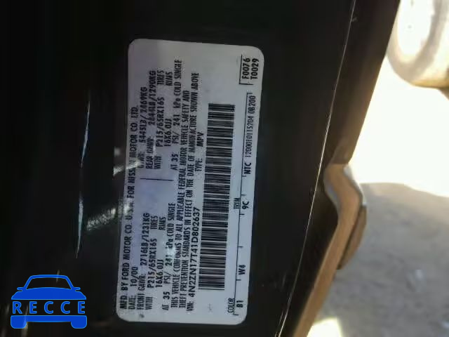 2001 NISSAN QUEST GLE 4N2ZN17T41D802637 image 9