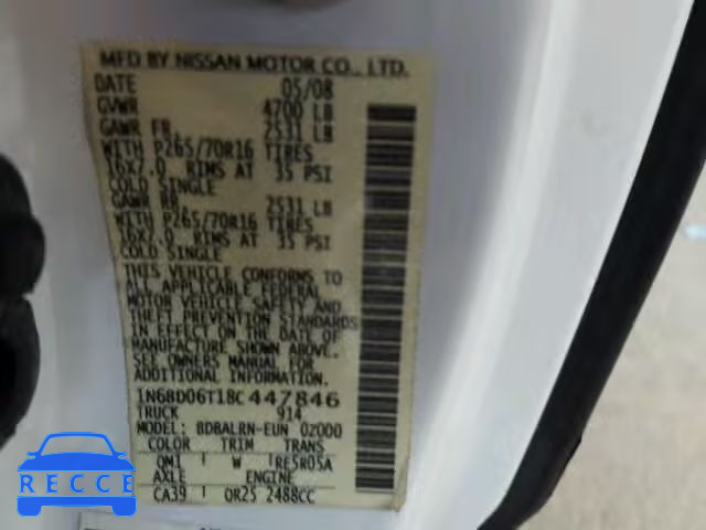 2008 NISSAN FRONTIER X 1N6BD06T18C447846 image 9
