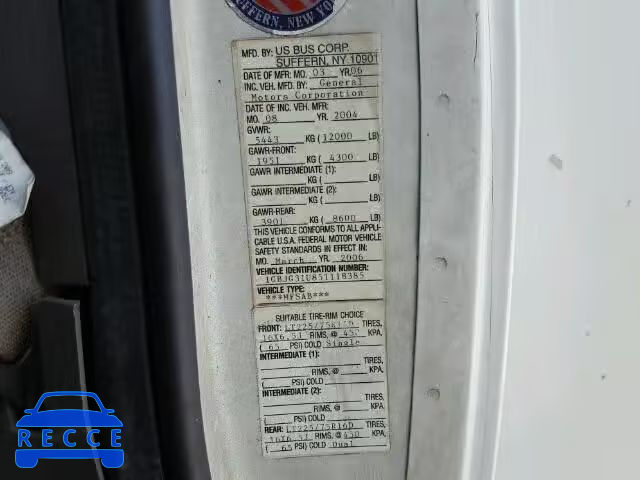 2005 CHEVROLET EXPRESS CU 1GBJG31U851118385 Bild 9