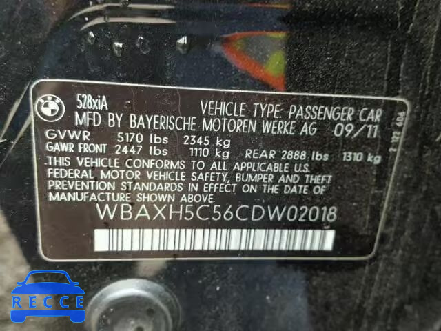 2012 BMW 528XI WBAXH5C56CDW02018 image 9