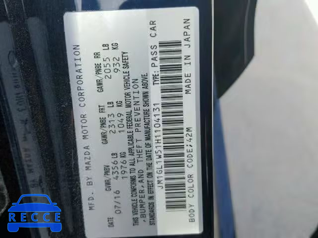 2017 MAZDA 6 GRAND TO JM1GL1W51H1104131 image 9