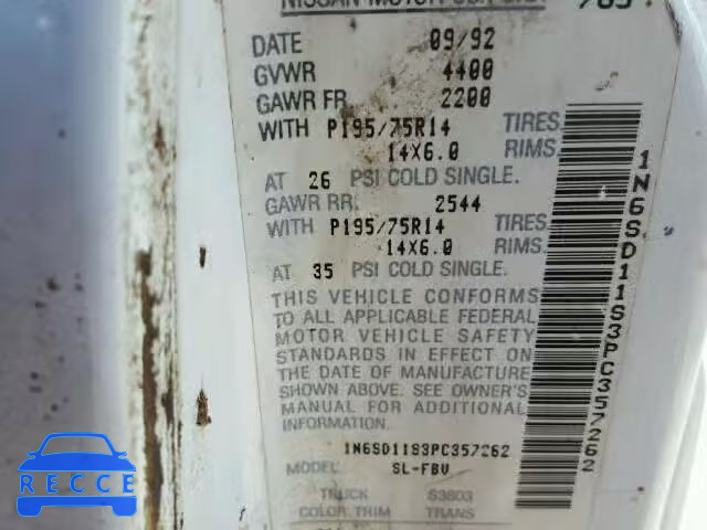1993 NISSAN SHORT BED 1N6SD11S3PC357262 image 9