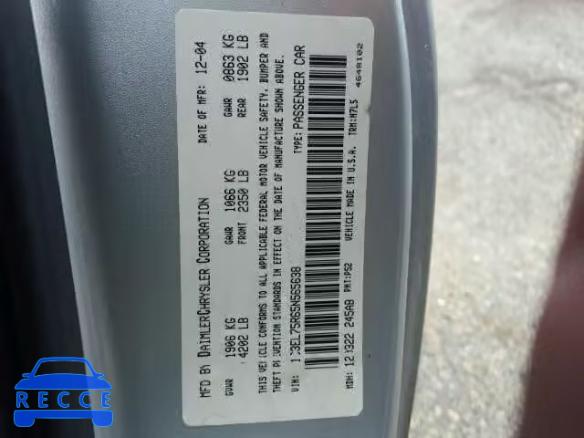 2005 CHRYSLER SEBRING GT 1C3EL75R65N565638 Bild 9