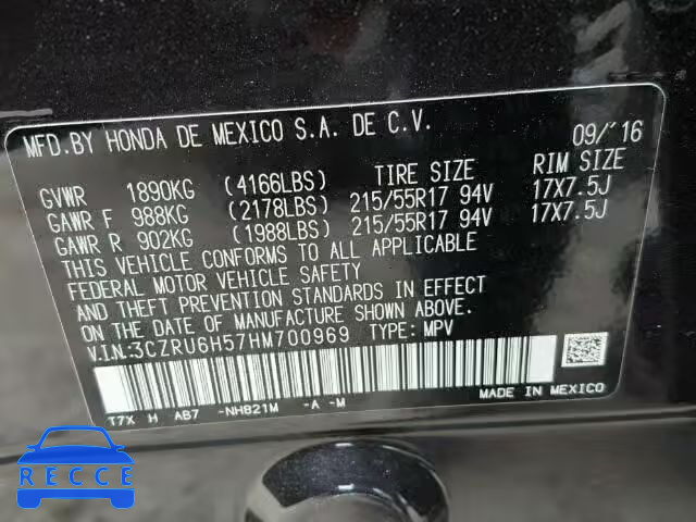 2017 HONDA HR-V EX 3CZRU6H57HM700969 image 9