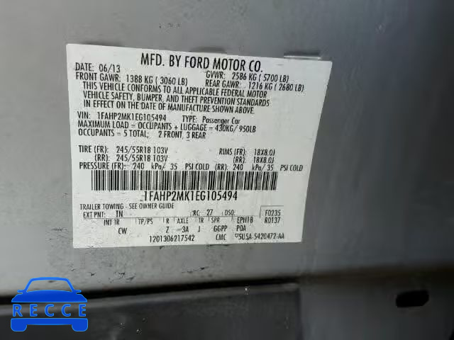 2014 FORD TAURUS INT 1FAHP2MK1EG105494 image 9