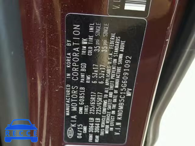 2016 KIA SEDONA LX KNDMB5C15G6091092 image 9