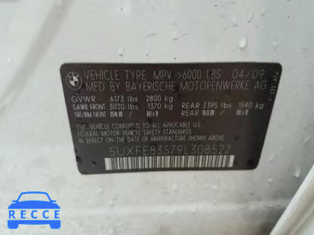 2009 BMW X5 XDRIVE4 5UXFE83579L308522 image 9