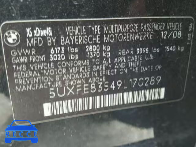 2009 BMW X5 XDRIVE4 5UXFE83549L170289 image 9