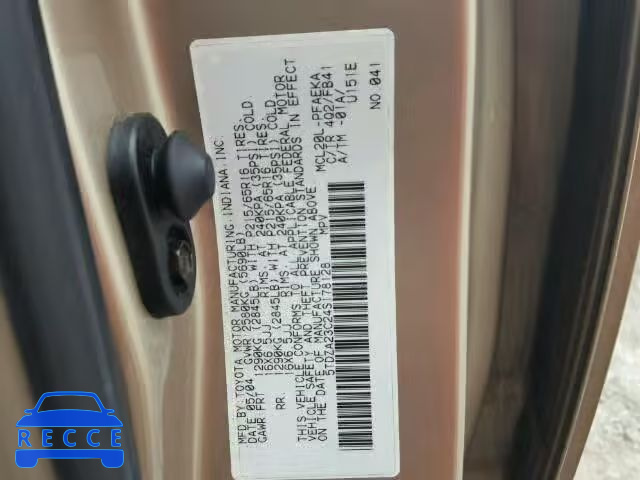 2004 TOYOTA SIENNA 5TDZA23C24S178128 image 9
