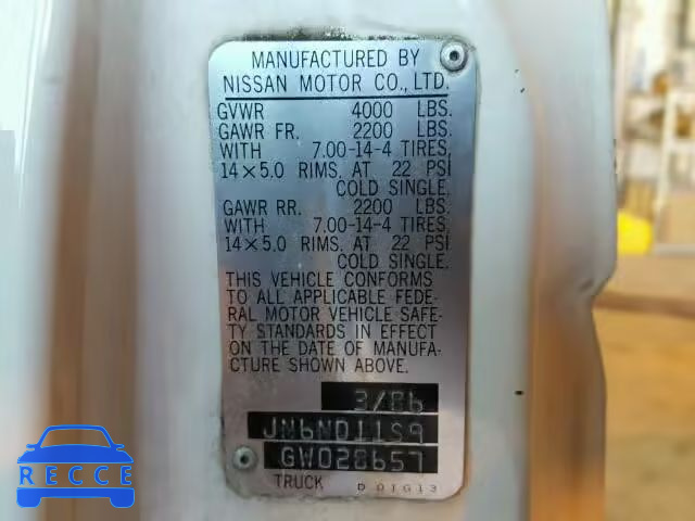 1986 NISSAN D21 SHORT JN6ND11S9GW028657 image 9