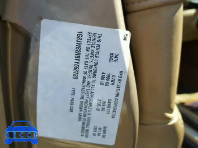 2000 SATURN LW2 1G8JW82R8YY668780 image 9