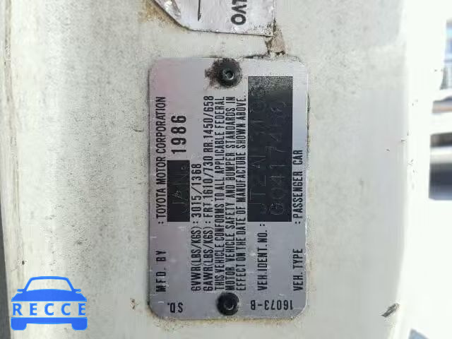 1986 TOYOTA TERCEL JT2AL31G6G0417456 image 9