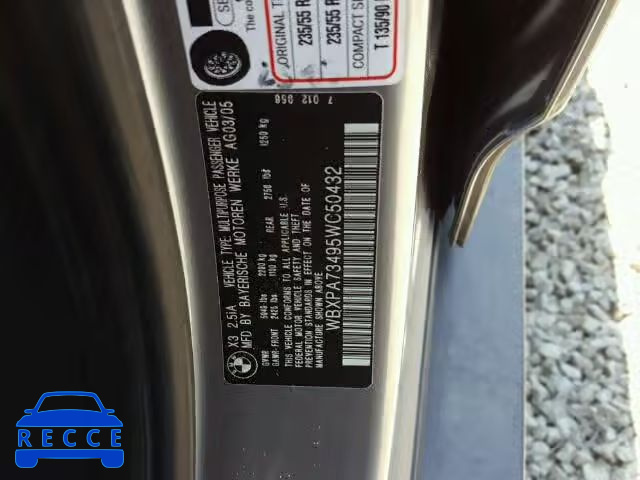 2005 BMW X3 2.5 WBXPA73495WC50432 image 9