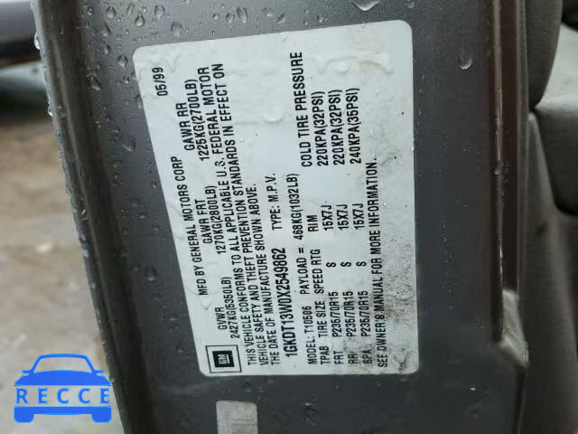 1999 GMC ENVOY 1GKDT13W0X2549862 image 9
