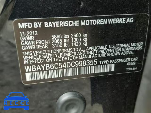 2013 BMW 750I XDRIV WBAYB6C54DC998355 зображення 9