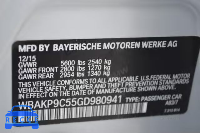 2016 BMW 550XI WBAKP9C55GD980941 зображення 8