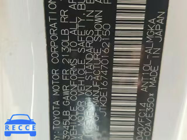 2007 TOYOTA SCION JTKDE167470162150 image 9