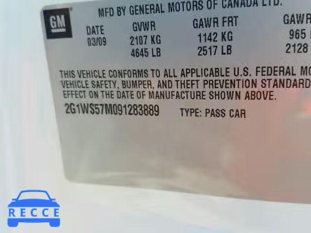 2009 CHEVROLET IMPALA POL 2G1WS57M091283889 image 9