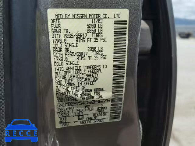 2004 NISSAN XTERRA SE 5N1MD28Y54C609676 image 9