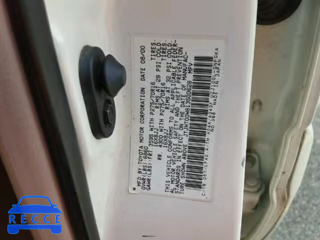 2001 LEXUS LX 470 JTJHT00W813500628 зображення 9