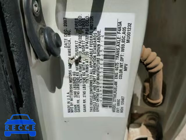 2008 MITSUBISHI ENDEAVOR S 4A4MM31S58E035714 image 9