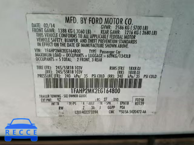 2014 FORD TAURUS INT 1FAHP2MK2EG164800 Bild 9