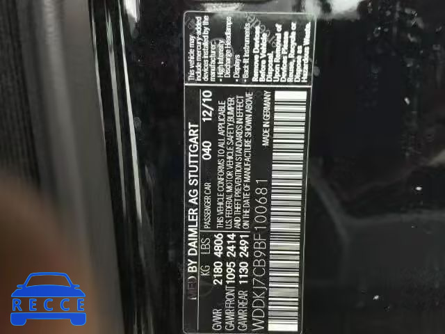 2011 MERCEDES-BENZ E550 WDDKJ7CB9BF100681 image 9