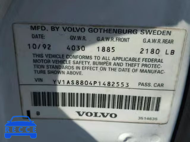 1993 VOLVO 240 YV1AS8804P1482553 image 9