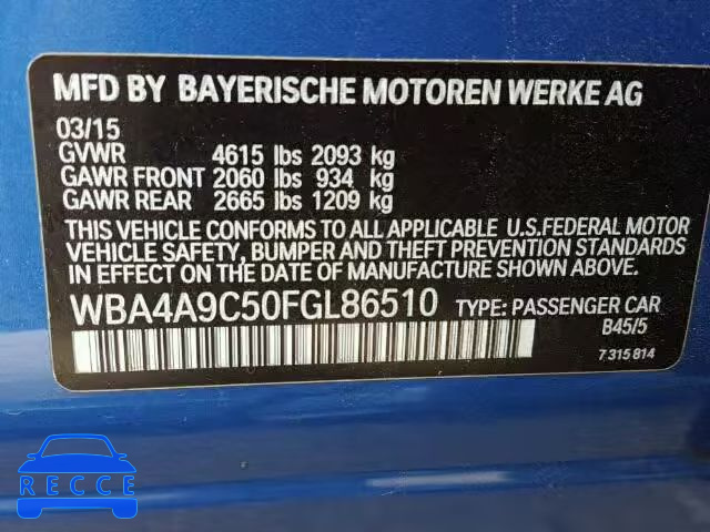 2015 BMW 428I GRAN WBA4A9C50FGL86510 image 9