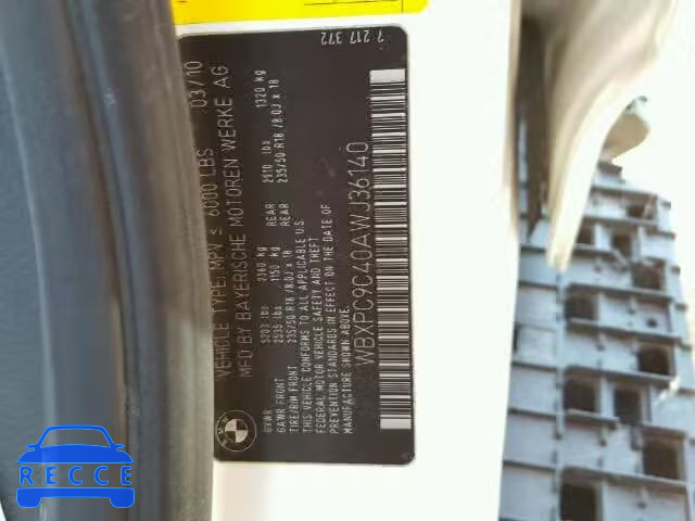 2010 BMW X3 XDRIVE3 WBXPC9C40AWJ36140 image 9