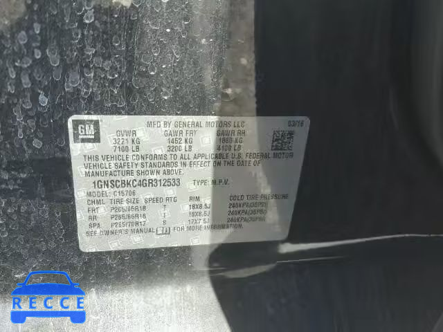 2016 CHEVROLET TAHOE LT 1GNSCBKC4GR312533 image 9
