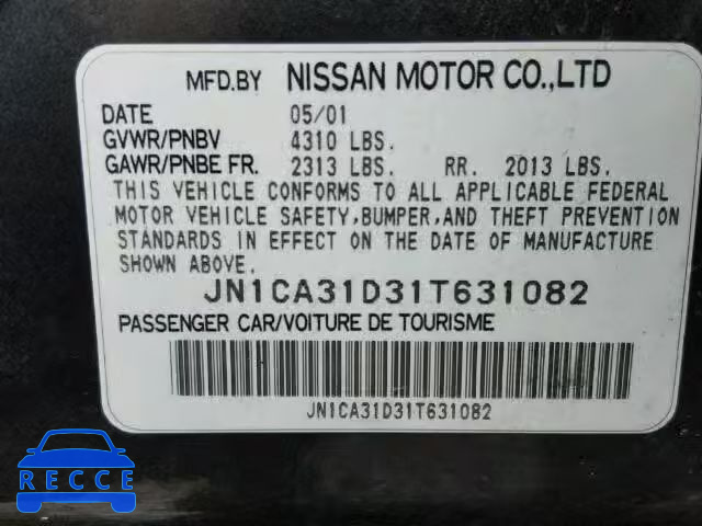 2001 NISSAN MAXIMA SE JN1CA31D31T631082 Bild 9