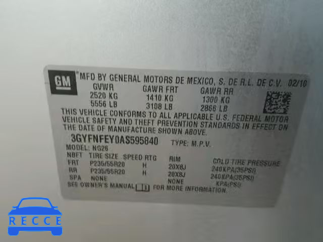 2010 CADILLAC SRX PREMIU 3GYFNFEY0AS595840 image 9