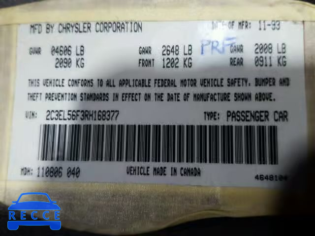 1994 CHRYSLER CONCORDE 2C3EL56F3RH168377 image 9