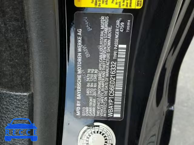 2014 BMW 650I XI WBAYP1C56ED216332 зображення 9