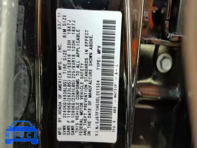 2014 HONDA CROSSTOUR 5J6TF1H50EL001554 image 9