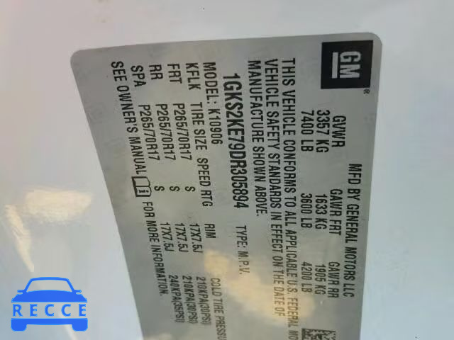 2013 GMC YUKON XL K 1GKS2KE79DR305894 image 9