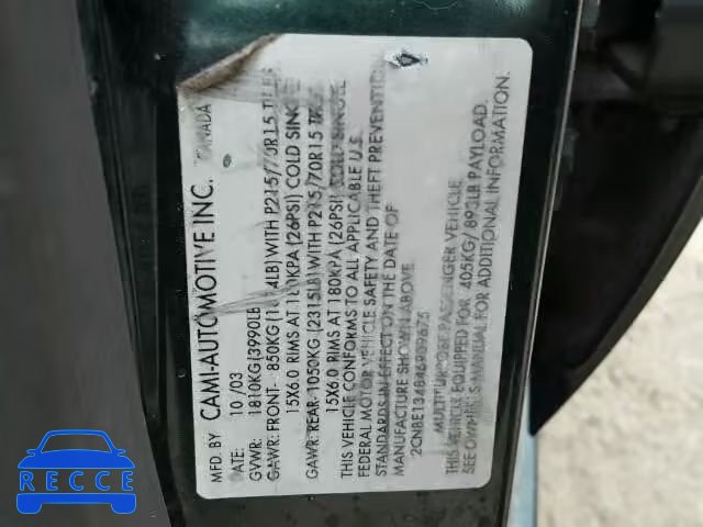 2004 CHEVROLET TRACKER 2CNBE134846909675 image 9