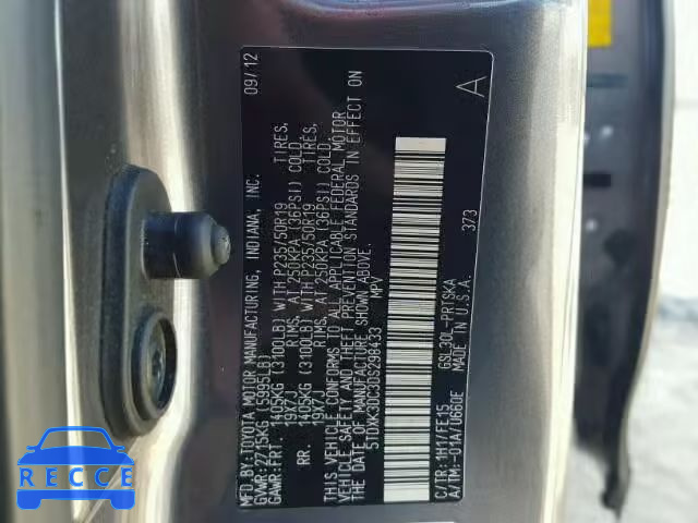 2013 TOYOTA SIENNA SPORT 5TDXK3DC3DS298433 image 9