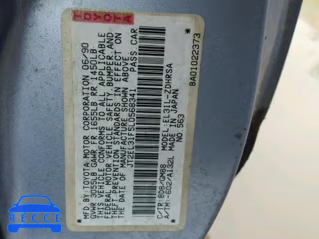 1990 TOYOTA TERCEL JT2EL31F5L0568341 image 9