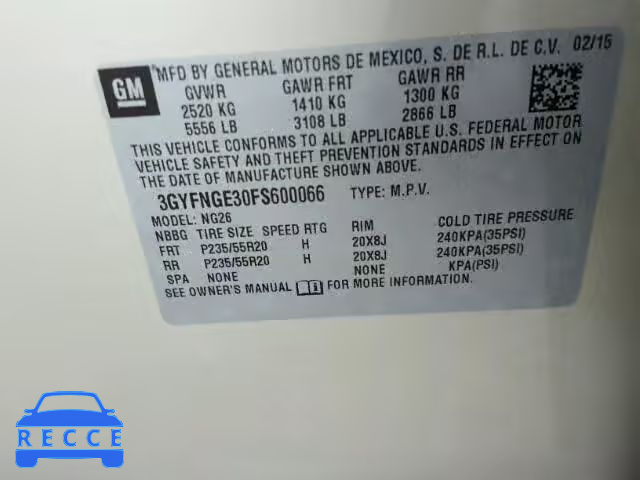 2015 CADILLAC SRX PREMIU 3GYFNGE30FS600066 image 9