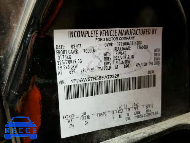 2008 FORD F550 SUPER 1FDAW57R58EA72326 image 9