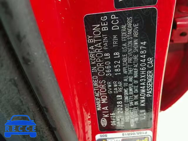 2017 KIA RIO LX KNADM4A3XH6044874 image 9