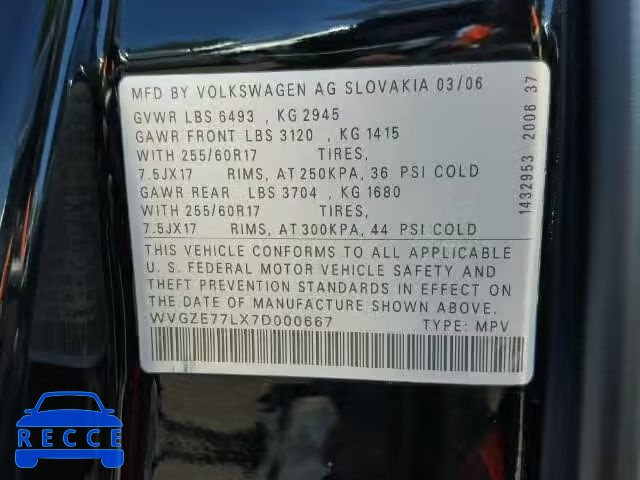 2007 VOLKSWAGEN TOUAREG V6 WVGZE77LX7D000667 зображення 9