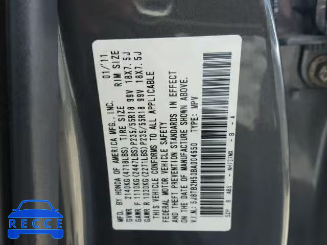 2011 ACURA RDX TECHNO 5J8TB2H50BA004650 image 9