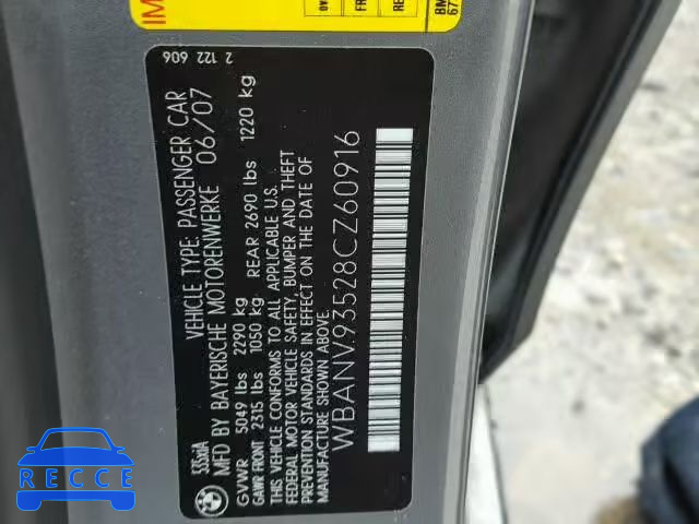 2008 BMW 535XI WBANV93528CZ60916 image 9