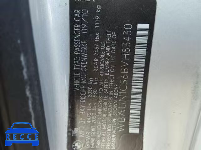 2011 BMW 128I WBAUN1C56BVH83430 зображення 9